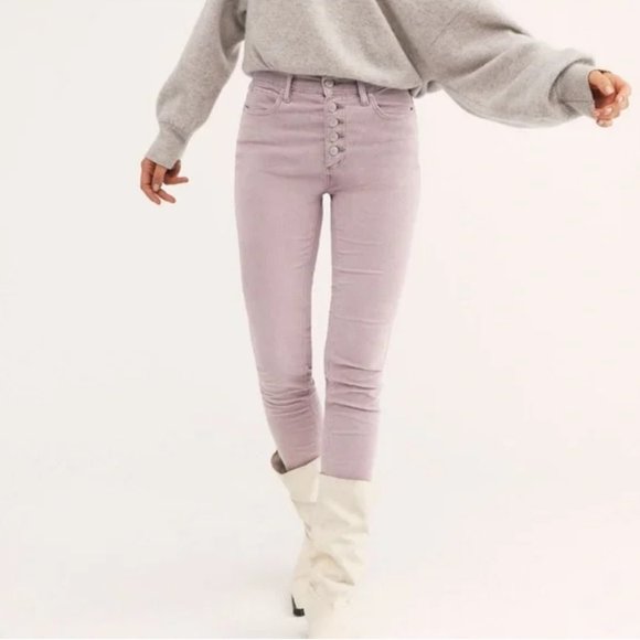 Free People Pants - Free People Lavender Skinny Cords Button Fly 26 long